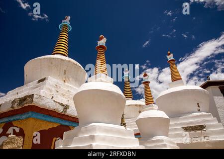 India, J&K, Ladakh, Lamayaru, C10th Lamayaru Gompa, corni Foto Stock