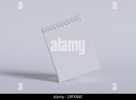 Set calendario da tavolo con rendering con software 3D, colore bianco e texture realistica Foto Stock