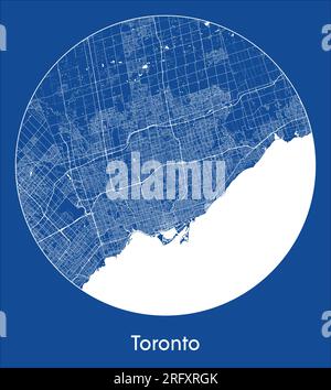 Mappa della città Toronto Canada Nord America Stampa blu illustrazione vettoriale circolare Illustrazione Vettoriale