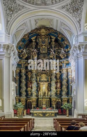 Pala d'altare della parrocchia di San Nicolás, chiesa della religione cristiana cattolica di Guadalajara, Castilla la Mancha, Spagna, Europa. Foto Stock