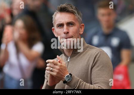 Ipswich Town Manager Kieran McKenna durante la partita del campionato Sky Bet tra Sunderland e Ipswich Town allo Stadio di Light, Sunderland, domenica 6 agosto 2023. (Foto: Michael driver | mi News) crediti: MI News & Sport /Alamy Live News Foto Stock