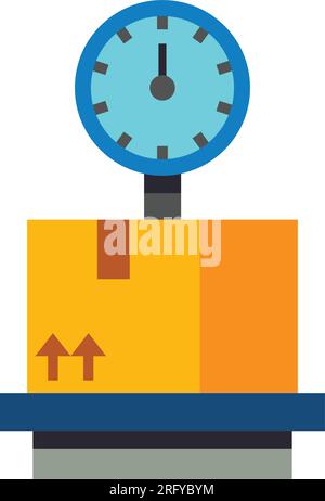Icona scatola di cartone su bilancia Illustrazione Vettoriale