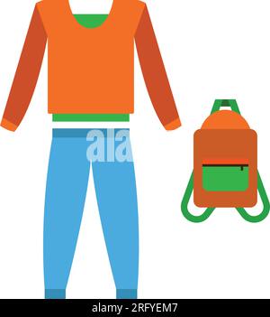 Tuta di pantaloni, maglione, zaino Illustrazione Vettoriale