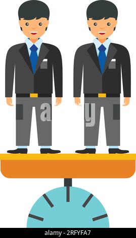 Business men uguali su scale icona vettoriale Illustrazione Vettoriale