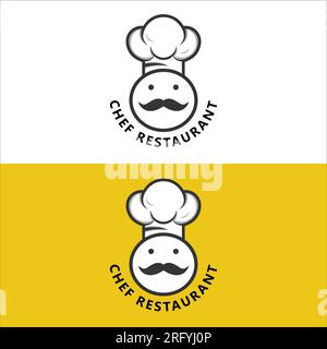 Chef Cooking Restaurant Logo Design Catering Chef Cap Fork e Spoon logotipo Cook Illustrazione Vettoriale