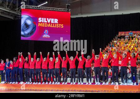 06-08-2023 (città del Capo, Sudafrica) finale della Coppa del mondo di Netball 2023, Australia vs Inghilterra, Cape Town International Convention Centre, città del Capo. NELLA FOTO: . Foto: Jaco Marais dopo la finale di Coppa del mondo di Netball 2023 al Cape Town International Convention Centre, città del Capo. Data foto: Domenica 6 agosto 2023. Foto Stock