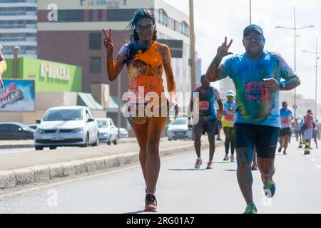 Salvador, Bahia, Brasile - 23 agosto 2015: Gli atleti tornano a giocare con i colori della gara di Salvador, Brasile. Foto Stock