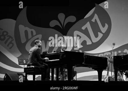 JASON MORAN al pianoforte con Geri Allen e l'Errol Garner Project che si esibiscono al 58° Monterey Jazz Festival - California Foto Stock