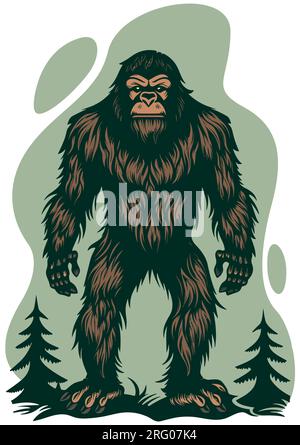 Bigfoot nella foresta Illustrazione Vettoriale