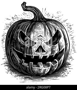 Jack o Lanterna in bianco e nero Illustrazione Vettoriale