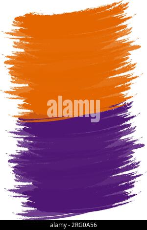 Sfondo verticale astratto del tratto di pennello nelle eleganti tonalità di Halloween arancione e viola con spazio copiato. Illustrazione vettoriale. EPS. Isolare. Design per lettere, biglietti d'auguri o biglietti d'invito Illustrazione Vettoriale