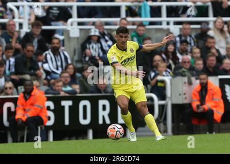 Gerard Moreno del Villareal durante la partita di Sela Cup tra Newcastle United e Villareal CF a St. James's Park, Newcastle domenica 6 agosto 2023. (Foto: Mark Fletcher | mi News) crediti: MI News & Sport /Alamy Live News Foto Stock