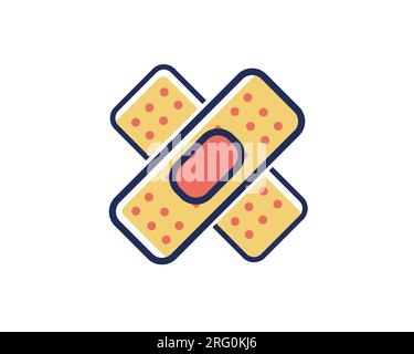 icona di benda adesiva su sfondo bianco, stile piatto, illustrazione vettoriale Illustrazione Vettoriale