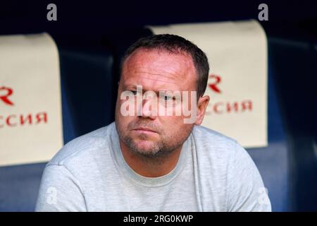 San Pietroburgo, Russia. 6 agosto 2023. Marcel Licka, capo allenatore della Dinamo visto durante la partita di calcio della Premier League russa tra Zenit San Pietroburgo e Dinamo Mosca alla Gazprom Arena. Zenit 2:3 Dynamo. (Foto di Maksim Konstantinov/SOPA Images/Sipa USA) credito: SIPA USA/Alamy Live News Foto Stock