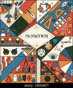 Poster di design Outline Artdeco Illustrazione Vettoriale