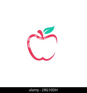 Stile linea simbolo logo Apple. Vettore icona Apple Illustrazione Vettoriale