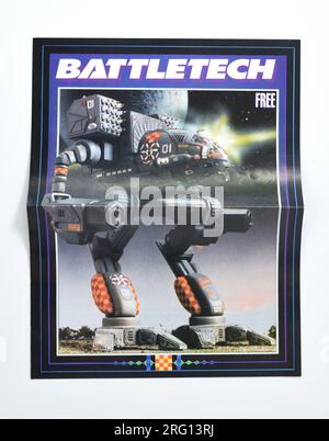 BattleTech 'Warhammer' o 'Battlemaster' Mech poster Battletech, il gioco per PC Revenge dei Crescent Hawks, illustrazioni di Battle Mechs in combattimento Foto Stock
