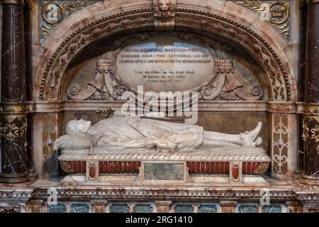 Tomba di Archibald Campbell, i marchese di Argyll in St. Cattedrale di Giles, Edimburgo, Scozia, Regno Unito. Monumento commemorativo del 1895 in stile giacobino, Foto Stock