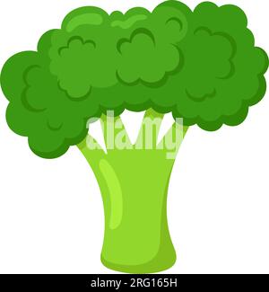 Divertente cartone animato broccoli. Verdure carine. Illustrazione di cibo vettoriale isolata su sfondo bianco. Illustrazione Vettoriale