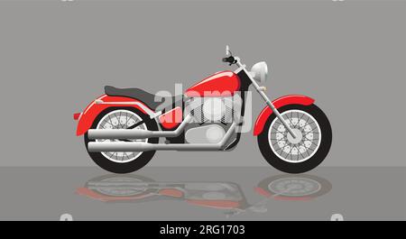 Immagine vettoriale di una motocicletta riflessa sul terreno. Trinciatore. illustrazione vettoriale. Illustrazione Vettoriale