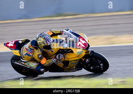 Suzuka, Giappone, 6 agosto 2023. Yuta Data del Giappone sul Team AKENO SPEED Yamaha YZF-R1 categoria NSTK durante la 44a Coca-Cola Suzuka 8hr Endurance Race 2023, Suzuka, Giappone. Crediti: Ivica Glavas/Speed Media/Alamy Live News Foto Stock