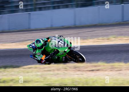 Suzuka, Giappone, 6 agosto 2023. Grégory Leblanc della Francia sul Team Kawasaki Webike Trickstar Kawasaki Ninja ZX-10RR categoria EWC durante la 44a Coca-Cola Suzuka 8hr Endurance Race 2023, Suzuka, Giappone. Crediti: Ivica Glavas/Speed Media/Alamy Live News Foto Stock