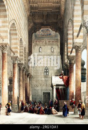 Interno della moschea delle Metwalys (Metwalis) illustrazione di David Roberts. Originale della New York Public Library. Foto Stock