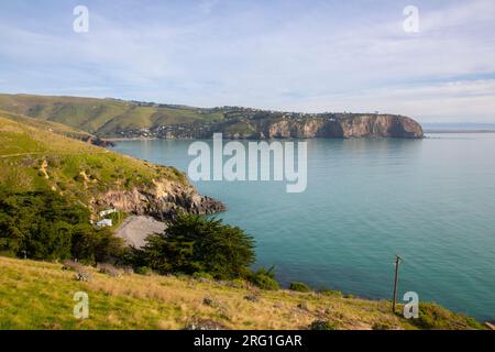 Questa sezione del percorso del Crater Rim Walkway ha qualcosa per tutti: Splendide viste, terra aperta di tussock, storici piazzamenti di armi Foto Stock