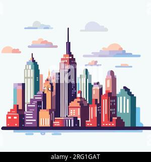Moderna illustrazione piatta dello sfondo dello skyline di New York Illustrazione Vettoriale
