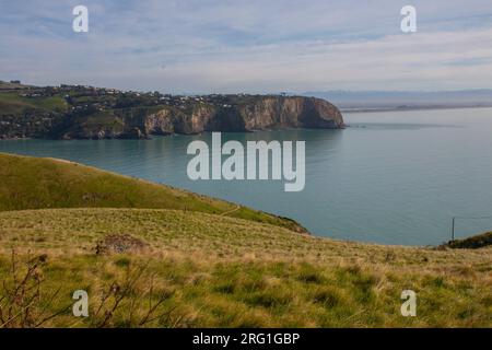 Questa sezione del percorso del Crater Rim Walkway ha qualcosa per tutti: Splendide viste, terra aperta di tussock, storici piazzamenti di armi Foto Stock