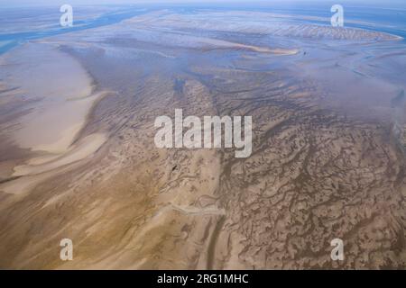 Vista da un piano. Ghebi e velme alla Germania il Wadden Sea. Foto Stock