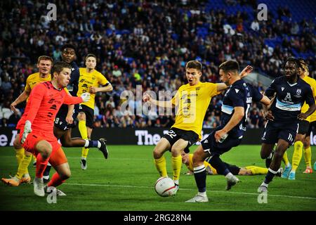 Cardiff City Stadium, Regno Unito. 2023 3 agosto 2023/2024 Europa Conference League. Qualifica secondo turno 2a tappa. Contea di Haverfordwest contro B36 Tórshavn. Foto Stock