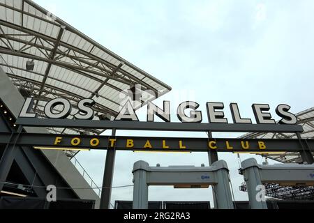 Los Angeles, California: BMO Stadium, sede del Los Angeles Football Club della Major League Soccer, situato nell'Exposition Park Foto Stock