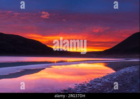 Una vista di laguna Amarga all'alba. Ultima Esperanza Cile Foto Stock
