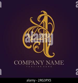 Golden Blooms Beauty Un monogramma di lettere con logo illustrazioni vettoriali per il logo del tuo lavoro, t-shirt di merchandising, adesivi e disegni di etichette, poster, saluti Illustrazione Vettoriale