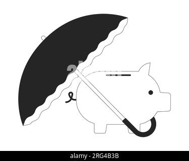 Copertura ombrello salvadanaio piatto oggetto vettoriale isolato monocromatico Illustrazione Vettoriale