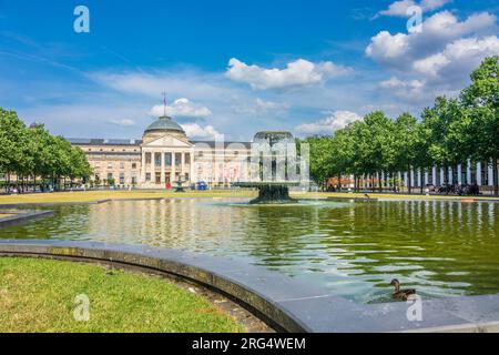 Wiesbaden: spa House Kurhaus, Park Bowling Green a Rheingau, Assia, Assia, Germania Foto Stock