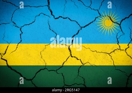 Ruanda - bandiera del paese incrinata Foto Stock