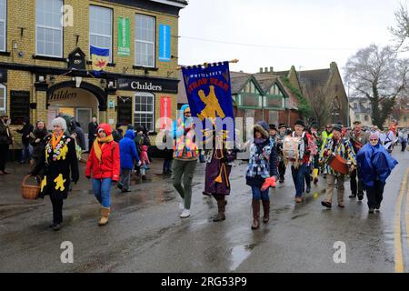 Il Festival dell'orso di Whittlesey Straw, la città di Whittlesey, Cambridgeshire; Inghilterra, Regno Unito Foto Stock