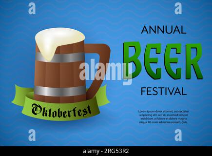 Banner del festival Oktoberfest con tazza di birra schiumata Illustrazione Vettoriale