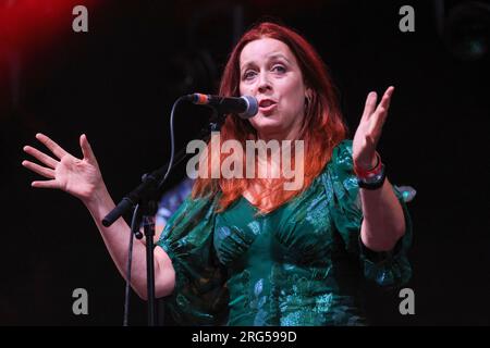 Kathryn Tickell si esibisce al Wickham Festival. 5 agosto 2023 Foto Stock