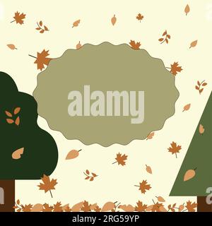 Layout di sfondo autunnale decorare con foglie per la vendita o poster promozionale e brochure per cornici o banner Web.modello di illustrazione vettoriale. Illustrazione Vettoriale