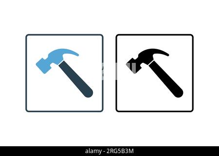 Icona martello. Icona relativa a falegnameria, costruzione, progetti. stile icona a tinta unita. Semplice progettazione vettoriale modificabile Illustrazione Vettoriale