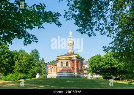 Bad Homburg vor der Höhe: parco Kurpark, Cappella russa (Chiesa ortodossa russa di tutti i Santi) a Taunus, Assia, Assia, Germania Foto Stock