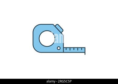 Icona del metro a nastro. Icona relativa a misurazione, costruzione, miglioramento domestico, applicazioni, interfacce utente. stile icona linea piatta. Des vettoriale semplice Illustrazione Vettoriale