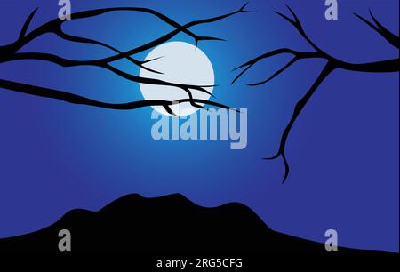 sfondo dell'illustrazione della vista sulle colline di giorno e notte. Illustrazione Vettoriale