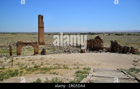 Il quartiere di Harran, situato nella città di Sanliurfa in Turchia, è una città turistica con le sue vecchie case e le antiche rovine. Foto Stock