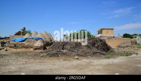 Il quartiere di Harran, situato nella città di Sanliurfa in Turchia, è una città turistica con le sue vecchie case e le antiche rovine. Foto Stock