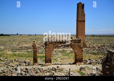 Il quartiere di Harran, situato nella città di Sanliurfa in Turchia, è una città turistica con le sue vecchie case e le antiche rovine. Foto Stock