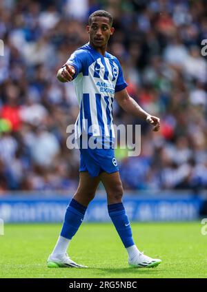 Brighton e Joao Pedro di Hove Albion in azione durante la partita amichevole pre-stagionale all'Amex Stadium, Brighton e Hove. Data foto: Domenica 6 agosto 2023. Foto Stock